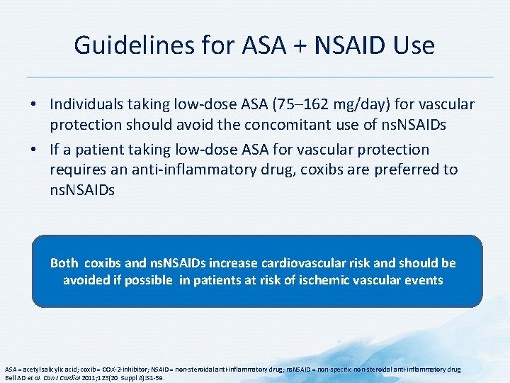 Guidelines for ASA + NSAID Use • Individuals taking low-dose ASA (75– 162 mg/day)