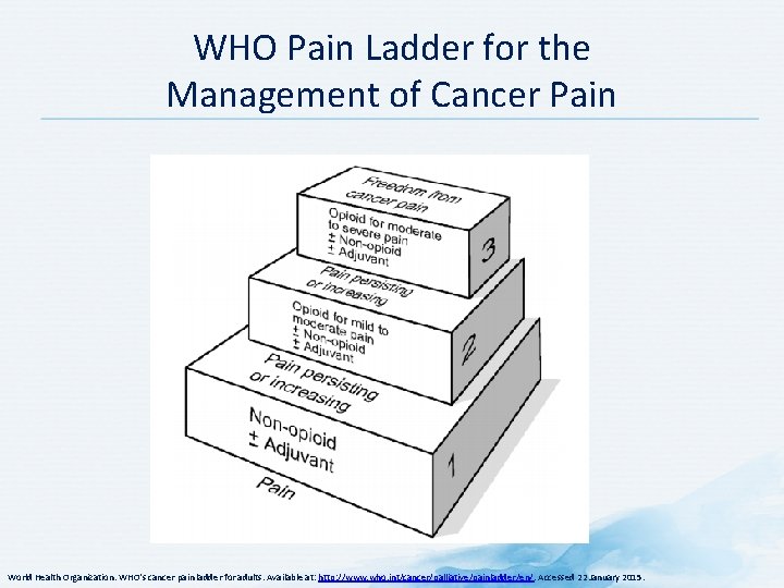 WHO Pain Ladder for the Management of Cancer Pain World Health Organization. WHO's cancer