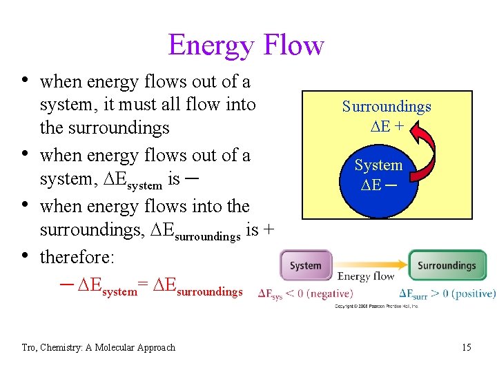 Energy Flow • when energy flows out of a • • • system, it