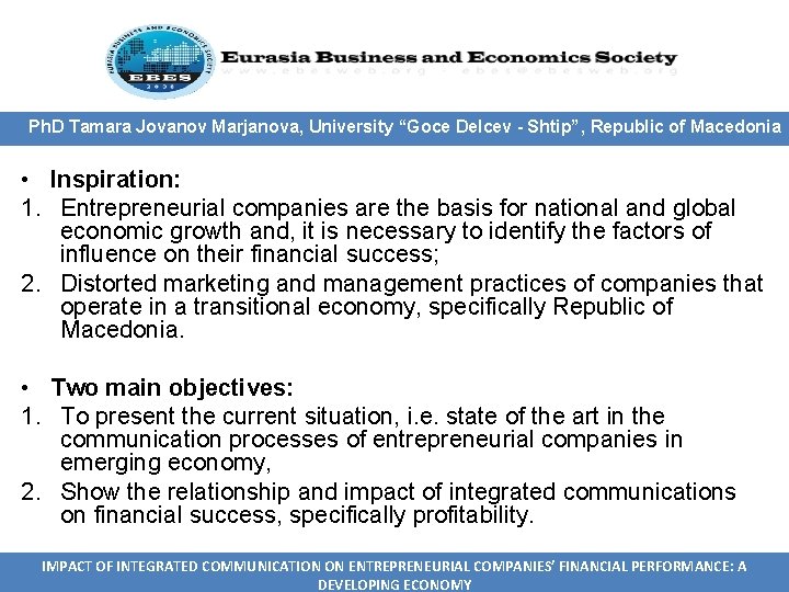 Ph. D Tamara Jovanov Marjanova, University “Goce Delcev - Shtip”, Republic of Macedonia • Ph. D Tamara Jovanov Marjanova, University “Goce Delcev - Shtip”, Republic of Macedonia •