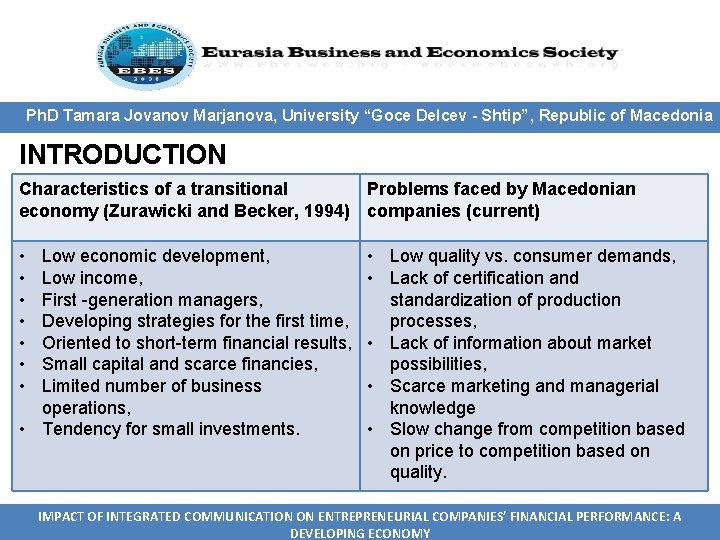 Ph. D Tamara Jovanov Marjanova, University “Goce Delcev - Shtip”, Republic of Macedonia INTRODUCTION Ph. D Tamara Jovanov Marjanova, University “Goce Delcev - Shtip”, Republic of Macedonia INTRODUCTION