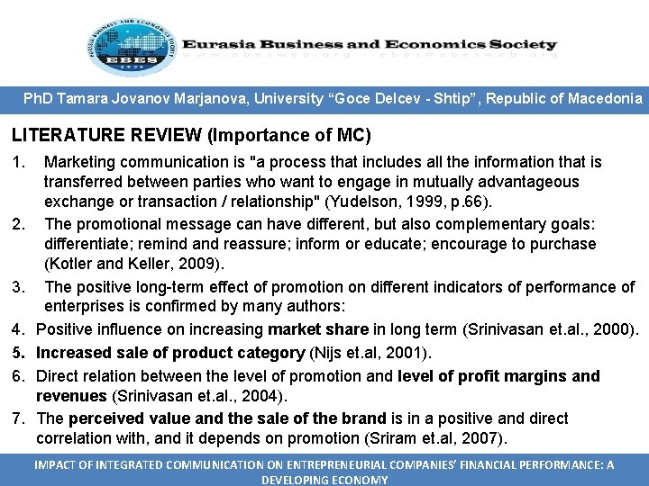 Ph. D Tamara Jovanov Marjanova, University “Goce Delcev - Shtip”, Republic of Macedonia LITERATURE Ph. D Tamara Jovanov Marjanova, University “Goce Delcev - Shtip”, Republic of Macedonia LITERATURE
