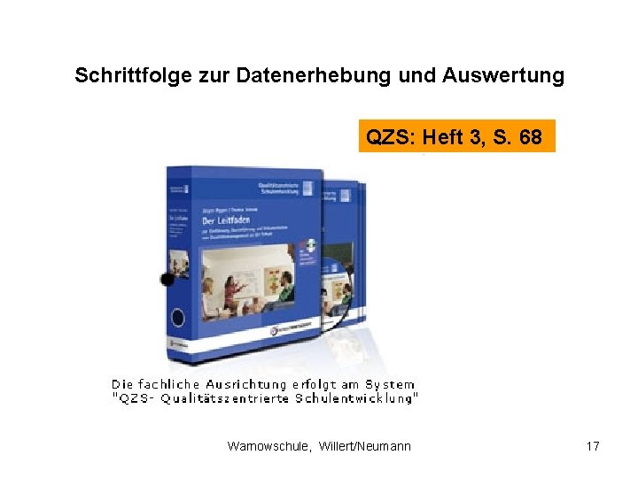 Schrittfolge zur Datenerhebung und Auswertung QZS: Heft 3, S. 68 Warnowschule, Willert/Neumann 17 