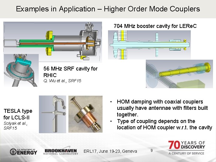 Examples in Application – Higher Order Mode Couplers 704 MHz booster cavity for LERe.