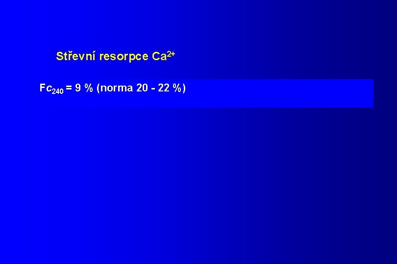 Střevní resorpce Ca 2+ Fc 240 = 9 % (norma 20 - 22 %)