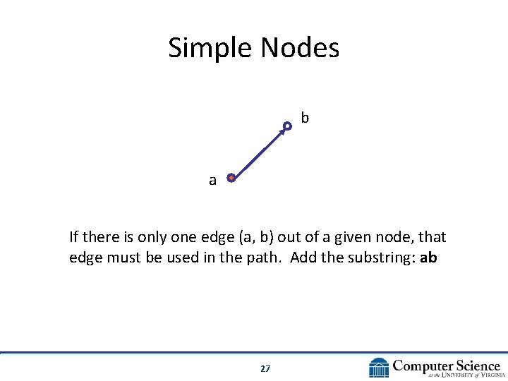 Simple Nodes b a If there is only one edge (a, b) out of Simple Nodes b a If there is only one edge (a, b) out of
