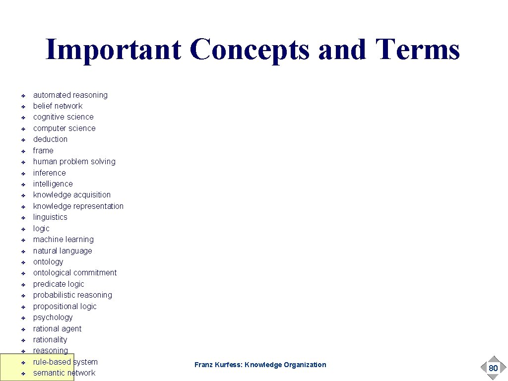 Important Concepts and Terms ❖ ❖ ❖ ❖ ❖ ❖ ❖ automated reasoning belief Important Concepts and Terms ❖ ❖ ❖ ❖ ❖ ❖ ❖ automated reasoning belief