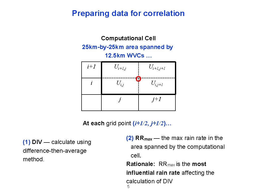 Preparing data for correlation Computational Cell 25 km-by-25 km area spanned by 12. 5