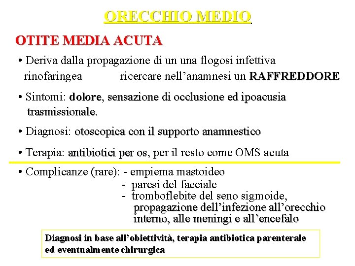 ORECCHIO MEDIO OTITE MEDIA ACUTA • Deriva dalla propagazione di un una flogosi infettiva