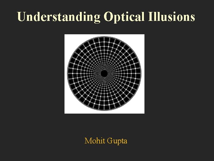 Understanding Optical Illusions Mohit Gupta 