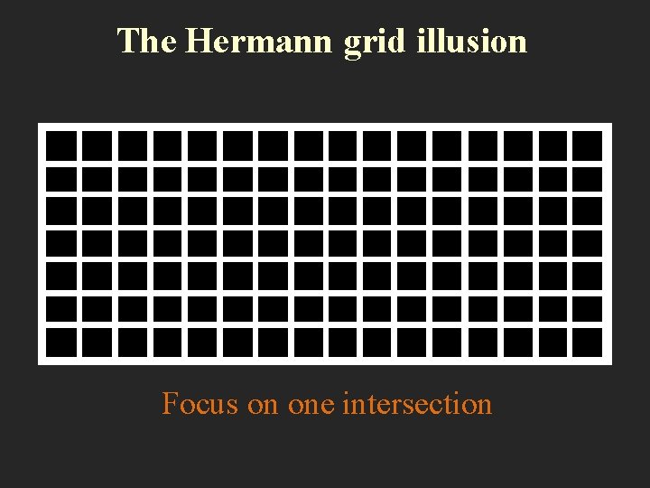 The Hermann grid illusion Focus on one intersection 