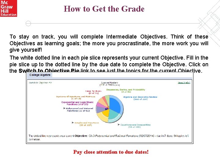 How to Get the Grade To stay on track, you will complete Intermediate Objectives.