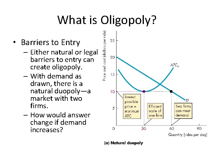 What is Oligopoly? • Barriers to Entry – Either natural or legal barriers to