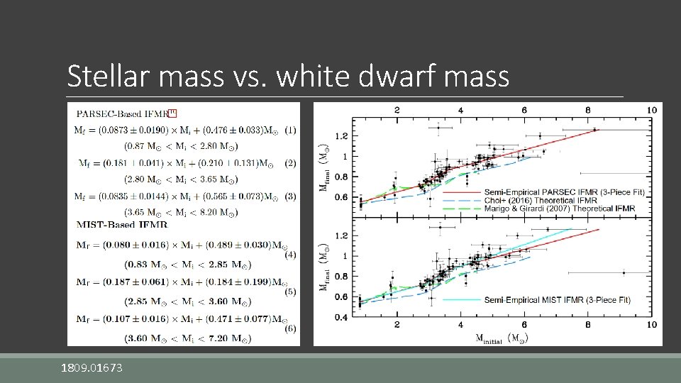 Stellar mass vs. white dwarf mass 1809. 01673 