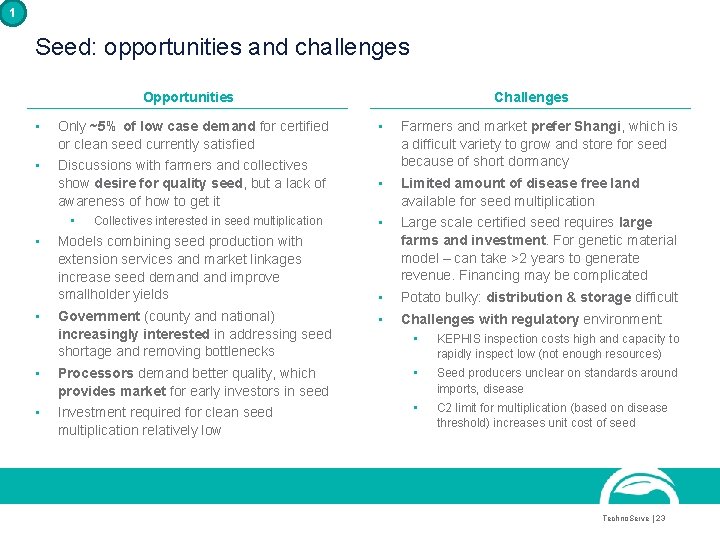 1 Seed: opportunities and challenges Opportunities • Only ~5% of low case demand for 1 Seed: opportunities and challenges Opportunities • Only ~5% of low case demand for