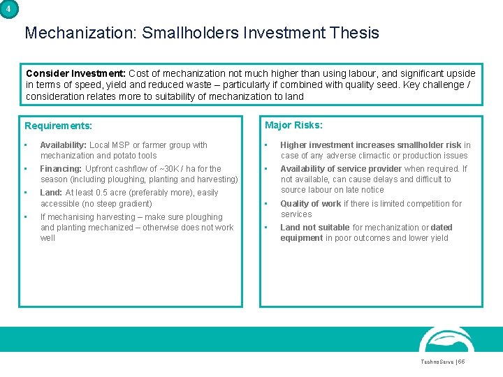 4 Mechanization: Smallholders Investment Thesis Consider Investment: Cost of mechanization not much higher than 4 Mechanization: Smallholders Investment Thesis Consider Investment: Cost of mechanization not much higher than