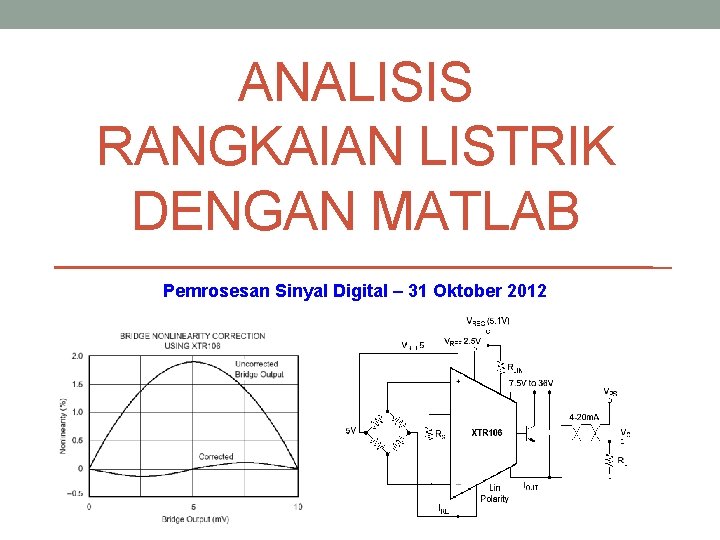 ANALISIS RANGKAIAN LISTRIK DENGAN MATLAB Pemrosesan Sinyal Digital – 31 Oktober 2012 