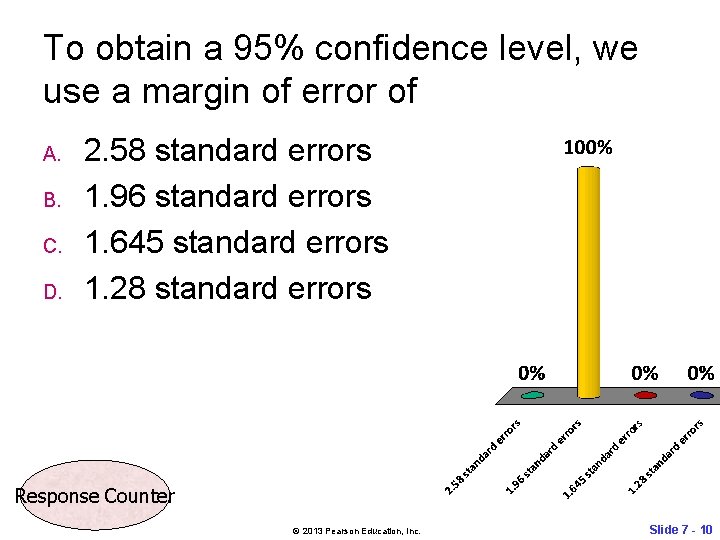 To obtain a 95% confidence level, we use a margin of error of A.
