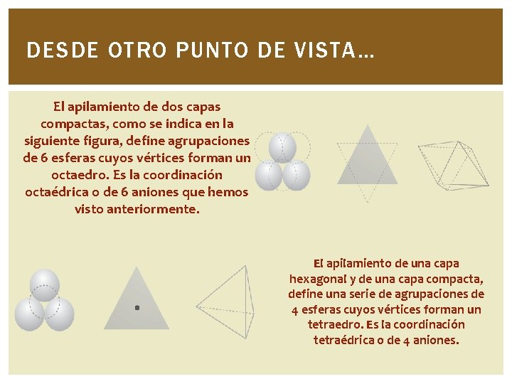 DESDE OTRO PUNTO DE VISTA… El apilamiento de dos capas compactas, como se indica