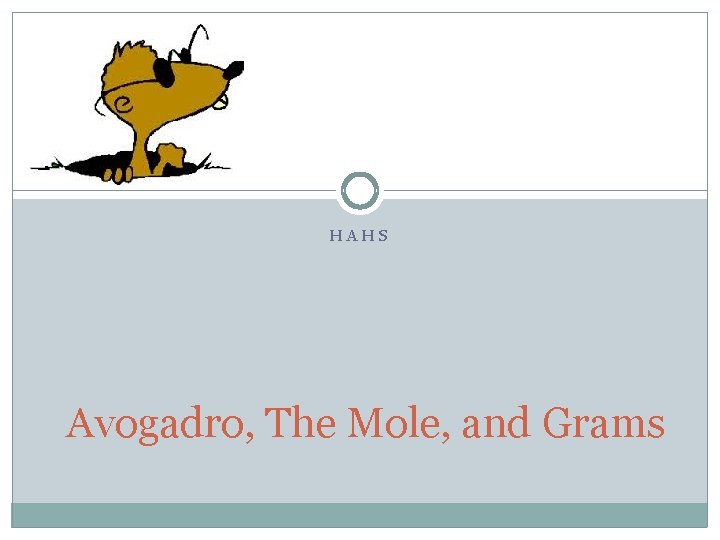HAHS Avogadro, The Mole, and Grams 