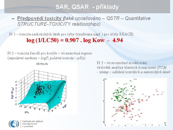 SAR, QSAR - příklady – Předpovědi toxicity (také označováno – QSTR – Quantitative STRUCTURE-TOXICITY SAR, QSAR - příklady – Předpovědi toxicity (také označováno – QSTR – Quantitative STRUCTURE-TOXICITY