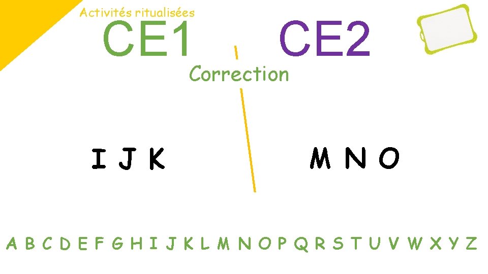 Activités ritualisées CE 1 CE 2 Correction I J K M N O A