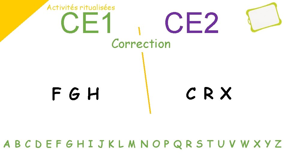 Activités ritualisées CE 1 CE 2 Correction F G H C R X A Activités ritualisées CE 1 CE 2 Correction F G H C R X A
