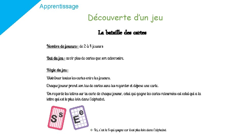 Apprentissage Découverte d’un jeu La bataille des cartes Apprentissage Découverte d’un jeu La bataille des cartes