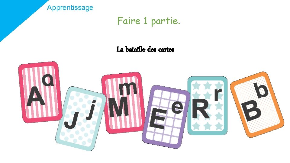 Apprentissage Faire 1 partie. La bataille des cartes 