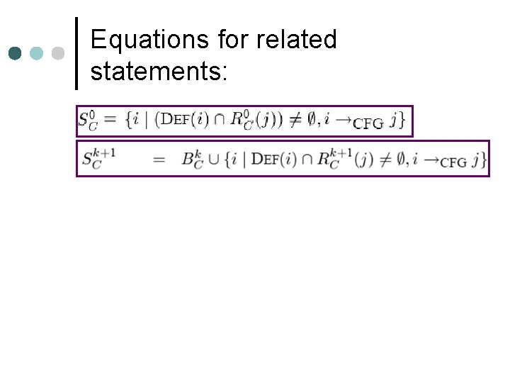 Equations for related statements: 
