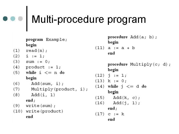 Multi-procedure program 