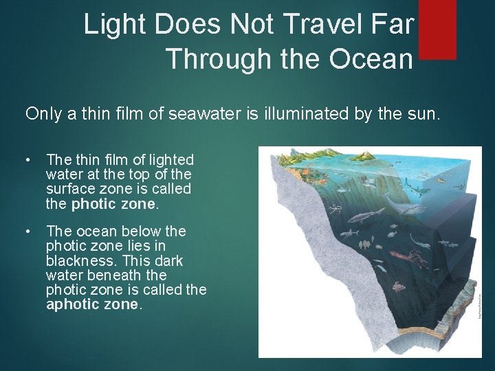 Light Does Not Travel Far Through the Ocean Only a thin film of seawater