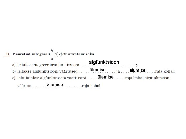 algfunktsioon ülemise alumise 