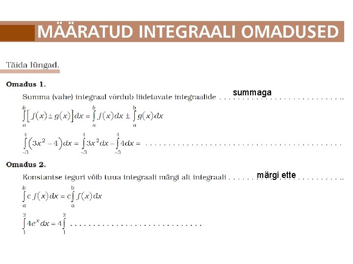 summaga märgi ette 