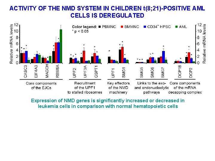 ACTIVITY OF THE NMD SYSTEM IN CHILDREN t(8; 21)-POSITIVE AML CELLS IS DEREGULATED Expression ACTIVITY OF THE NMD SYSTEM IN CHILDREN t(8; 21)-POSITIVE AML CELLS IS DEREGULATED Expression