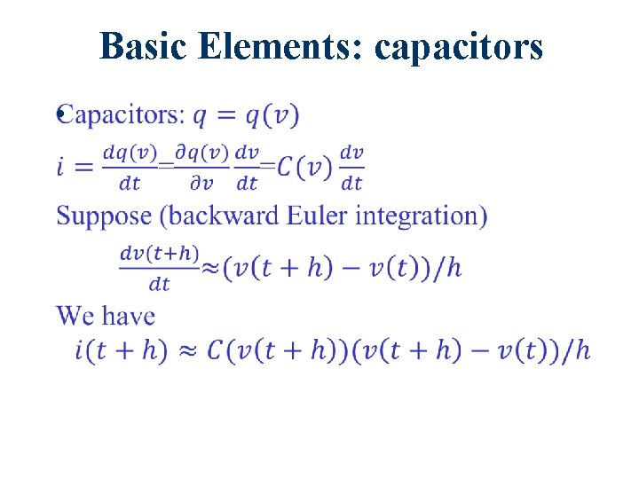 Basic Elements: capacitors • 