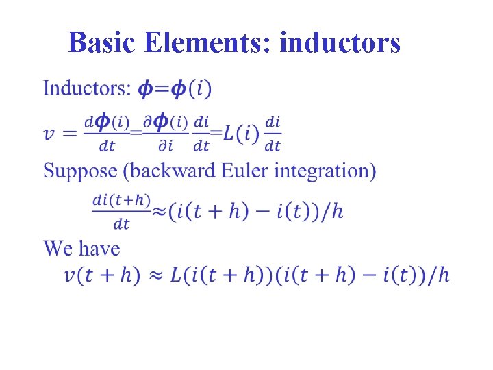 Basic Elements: inductors • 