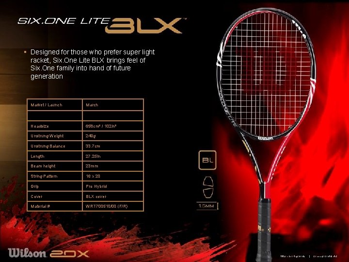 § Designed for those who prefer super light racket, Six. One Lite BLX brings