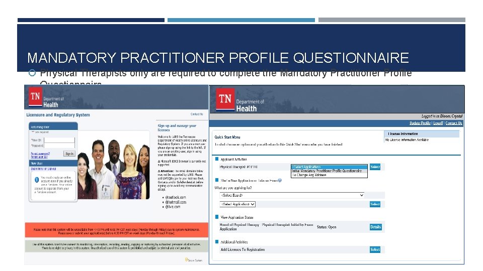 MANDATORY PRACTITIONER PROFILE QUESTIONNAIRE Physical Therapists only are required to complete the Mandatory Practitioner