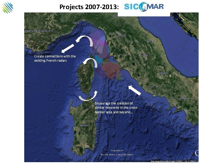 Projects 2007 -2013: Create connections with the existing French radars Encourage the creation of