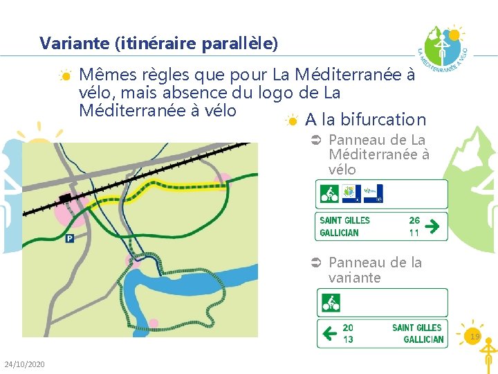 Variante (itinéraire parallèle) Mêmes règles que pour La Méditerranée à vélo, mais absence du Variante (itinéraire parallèle) Mêmes règles que pour La Méditerranée à vélo, mais absence du