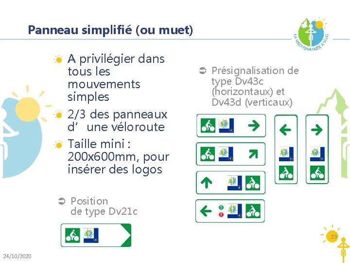 Panneau simplifié (ou muet) A privilégier dans tous les mouvements simples 2/3 des panneaux Panneau simplifié (ou muet) A privilégier dans tous les mouvements simples 2/3 des panneaux