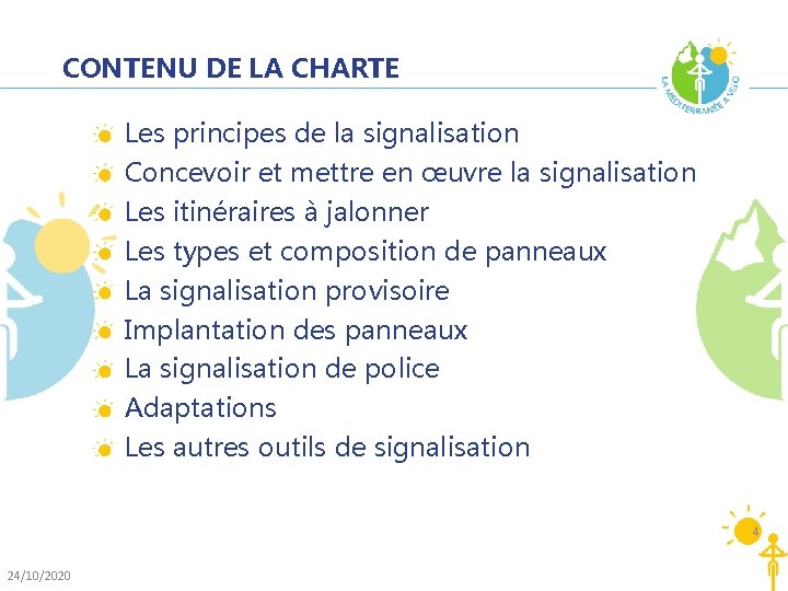 CONTENU DE LA CHARTE Les principes de la signalisation Concevoir et mettre en œuvre CONTENU DE LA CHARTE Les principes de la signalisation Concevoir et mettre en œuvre