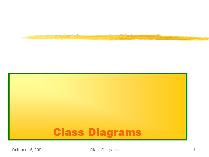 Class Diagrams October 16, 2001 Class Diagrams 1 
