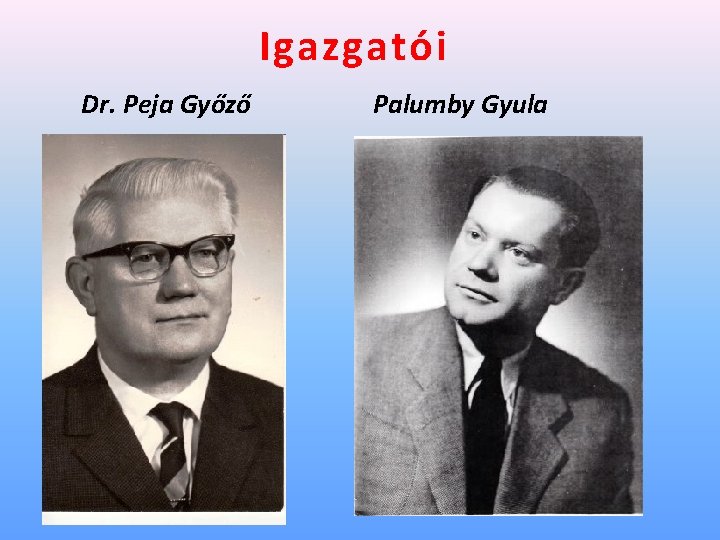 Igazgatói Dr. Peja Győző Palumby Gyula 