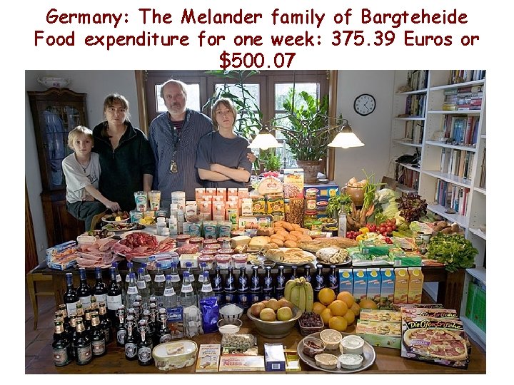 Germany: The Melander family of Bargteheide Food expenditure for one week: 375. 39 Euros