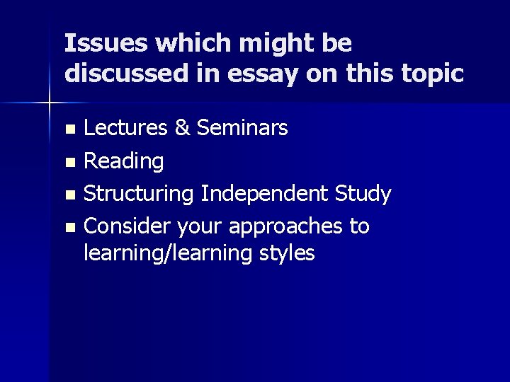 Issues which might be discussed in essay on this topic Lectures & Seminars n Issues which might be discussed in essay on this topic Lectures & Seminars n