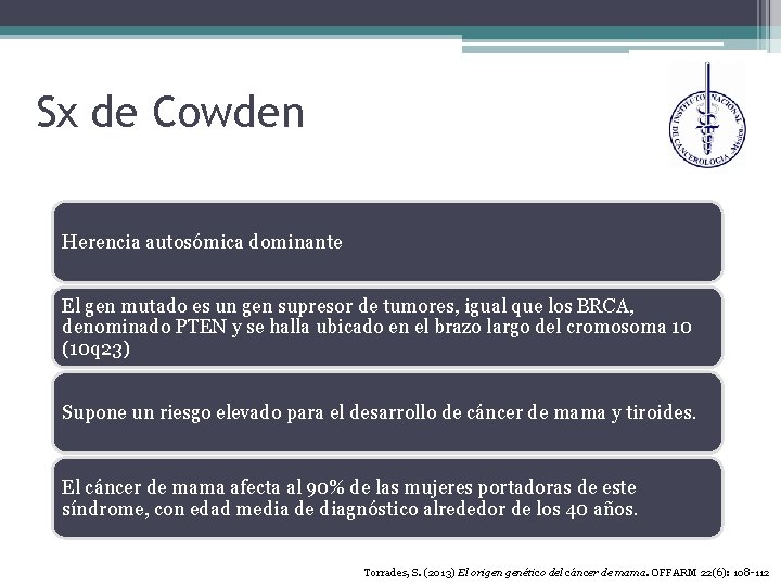 Sx de Cowden Herencia autosómica dominante El gen mutado es un gen supresor de