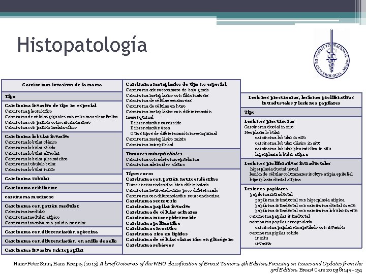 Histopatología Carcinomas invasivos de la mama Tipo Carcinoma invasivo de tipo no especial Carcinoma