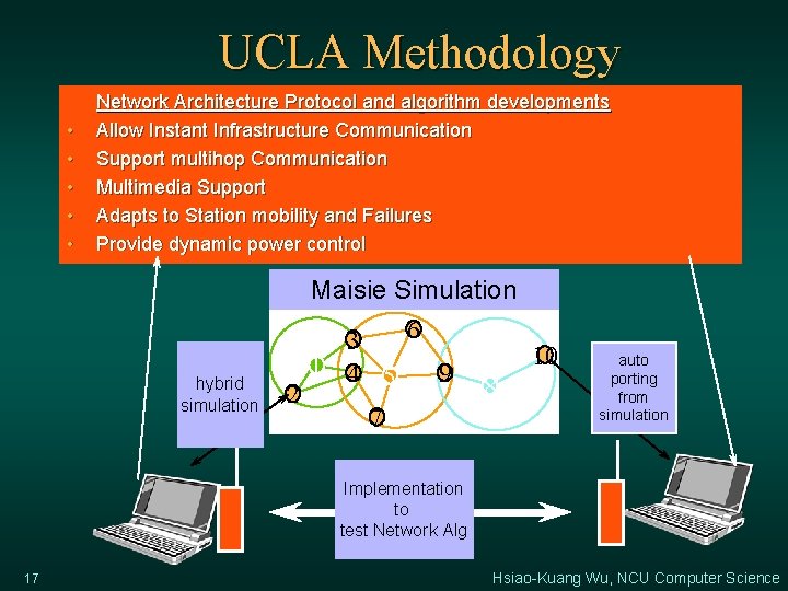 UCLA Methodology • • • Network Architecture Protocol and algorithm developments Allow Instant Infrastructure
